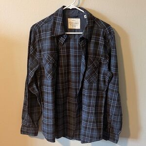 Weatherproof Black and Blue Plaid Button-Down Shirt